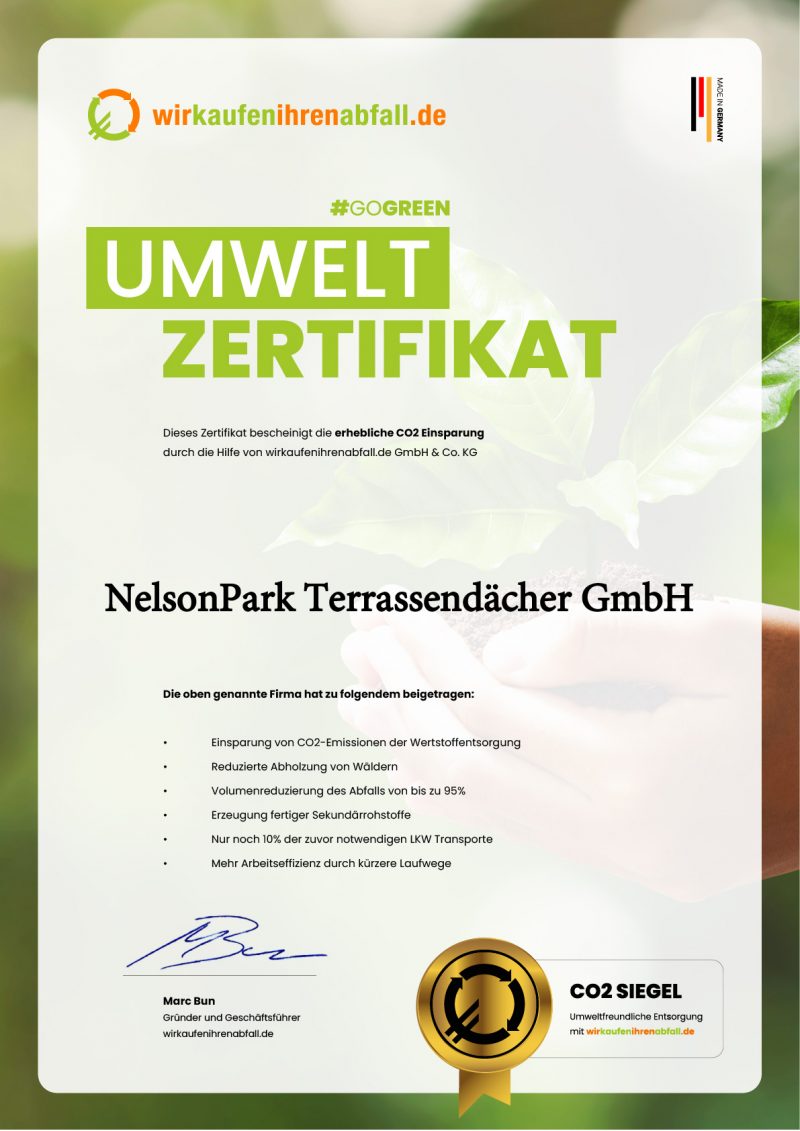 GoGreen-Umweltzertifikat für Nelson Park
